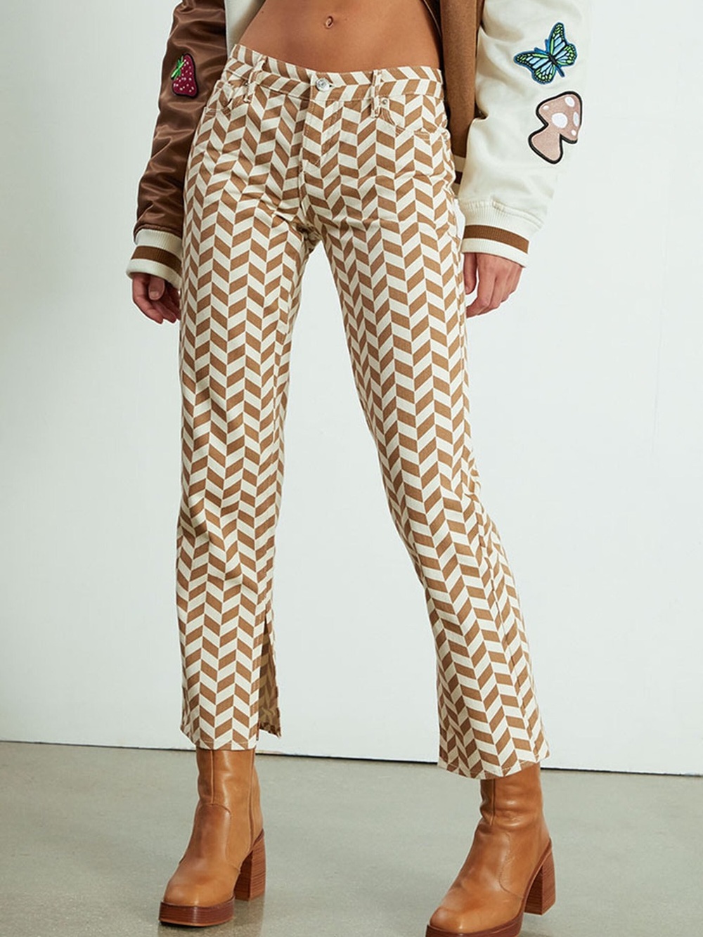 #220-NEW Pacsun Brown Chevron Low Rise Straight Leg Jeans‎